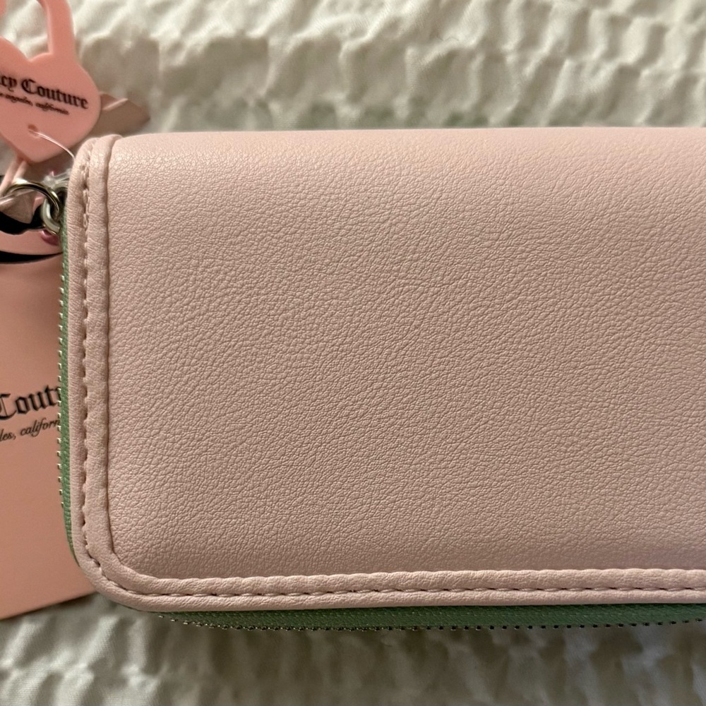 Juicy Couture Green and Pink Embroidered small shoulder bag & Zip Wallet Set - Picture 8 of 9